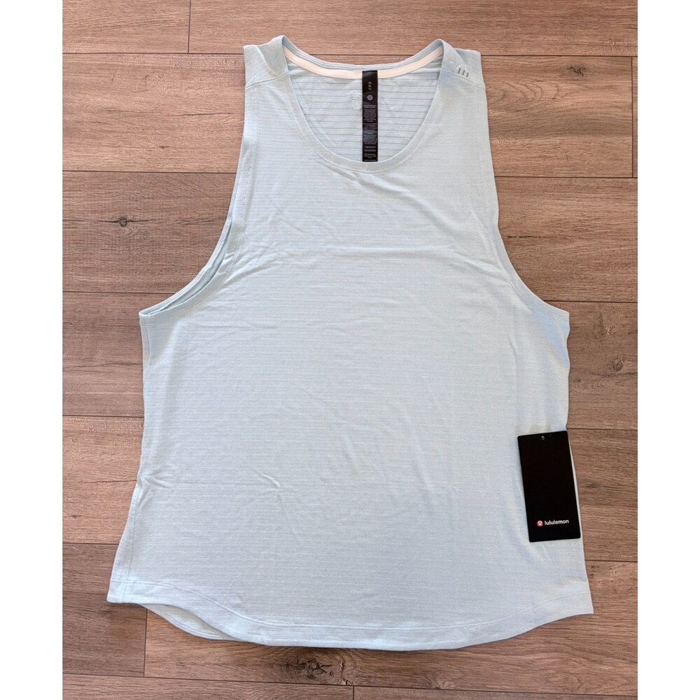 LULULEMON License To Train Tank Top Mens XL Monaco Blue Mesh Strips Quick Dry